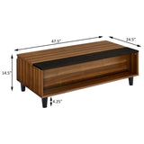 ZUN Walnut and Black Lift-top Coffee Table B062P181387