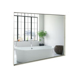 ZUN 40x30inch Glossy White Rectangular-Mounted Beveled Bathroom Mirror,Square Angle Metal Frame W2091128136