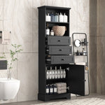 ZUN Black Tall Storage Cabinet with 3 Drawers and Adjustable Shelves for Bathroom, Study, Office and WF323347AAB