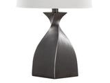 30" Contemporary Polyresin Table Lamp in Rubbed Grey Slate Polyresin with White Linen Shade from B202P224055