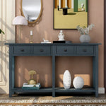 ZUN Rustic Brushed Texture Entryway Table Console Table with Drawer and Bottom Shelf for Living Room 66105039