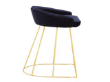 Contemporary Counter Stool in Gold with Blue Velvet - Set of 2 B202P221840