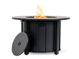 30" Propane Gas Fire Pit Table, 50000 BTU Round Steel Fire Pit with Wood Grain Ceramic Tabletop for 02473434