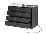PB Wood Simple 4-Drawer Nightstand Dresser with USB Ports & Outlet Black 65945830