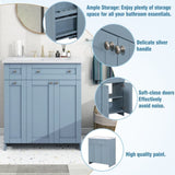 ZUN Modern 30-Inch Bathroom Vanity Cabinet with Easy-to-Clean Resin Integrated Sink in Blue 83247423