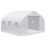 Outdoor Walk-In Tunnel Greenhouse Hot House with Roll-up Windows, Zippered Door, PE Cover 11.5' x 11285421