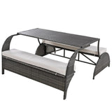 U_STYLE Versatile outdoor loveseat that converts to four seats and a table, suitable for gardens and WF321803AAA