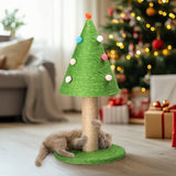 ZUN 25in Christmas Tree Scratching Post, Cute Cat Scratcher with Natural Sisal Covered Frame & Colorful 49120515