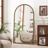 Iron Arch Retro Full Length Mirror With Supporting Feet, For Living Room, Bedroom W757P268973