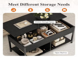 Lift Top Coffee Table with Storage 39" Center Table with Hidden Compartment & 2 Shelves Farmhouse, 60412506