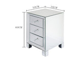 Modern and Contemporary Mirrored 3-Drawers Nightstand Bedside Table 34787396