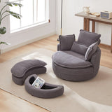 38"W Oversized Swivel Chair with moon storage ottoman for Living Room, Modern Accent Round Loveseat W834P150053