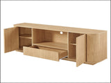 64-Inch Wavy TV Stand, Rounded Sideboard, Storage Cabinet, Wooden Vertical Stripe Cabinet for Living W1162P388448