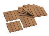 12" x 12" Interlocking Deck Tiles, Pack of 11 Outdoor Flooring Patio Tiles-Teak-AS 85350351