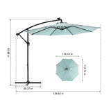 10ft Solar LED Offset Hanging Market Patio Umbrella W640140284