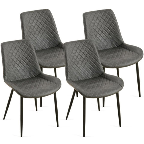 ZUN Dark Grey Set of 4 Leathaire Dining Chairs ,Mid-Century Modern Leathaire Chairs Kitchen Living Room W1164P225818