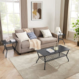 Modern Style 3-Piece Coffee Table Set Rectangle Coffee Table with 2 Square End Side Table Retro W2167142630