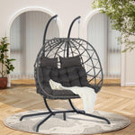 ZUN 2 Person Outdoor Rattan Hanging Chair Patio Wicker Egg Chair 98959467