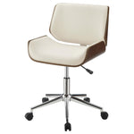 ZUN Ecru and Walnut Swivel Office Chair B062P153784