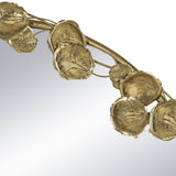 35" Round Metal Wall Mirror with Golden Leaf Accents, Modern Decor Mirror for Living Room Entryway W2078135190