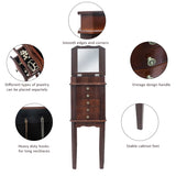 ZUN Standing Jewelry Armoire with Mirror, 5 Drawers & 6 Necklace Hooks, Jewelry Cabinet Chest with Top 95157130