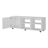 White TV Stand with a Door and Open Storage B062P290261