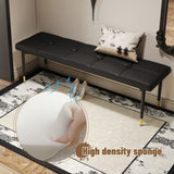 59*17 Inch Multifunctional Black Shoe Bench - Faux PU Cushion, Sturdy Metal Legs With Gold W1512P355084