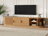 Farmhouse Wooden TV Stand with Sliding Tambour Door for TVs up to 75", Fluted Media N721P351937D