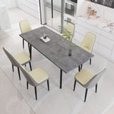 55.12-70.87" expandable rectangular dining table that can accommodate 4-6 people, equipped with 6 PU 95566565