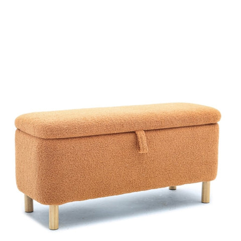 ZUN Basics Upholstered Storage Ottoman and Entryway Bench ORANGE W1805137545