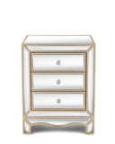 W 19.7" X D 15" X H 26" Champagne mirror 3 drawer cabinet extraction cabinet, multifunctional W100535962