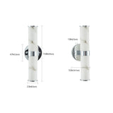 Resin Imitation Marble and Chrome Wall Sconce, Set of 2,Modern Vertical Light Fixture for Bathrooms, W1340P189552
