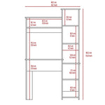 ZUN Black Wengue 6-Shelf Writing Desk with Built-in Bookcase B06280294