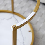 Set 2 Coffee Table Nesting White and gray top Golden Frame Circular Round and Marble Pattern Wooden 28285100