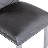 Eva 2 Piece Stainless Steel Legs Chair Finish with Velvet Fabric in Gray 733569236183