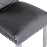 ZUN Eva 2 Piece Stainless Steel Legs Chair Finish with Velvet Fabric in Gray 733569236183