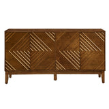 60.5'' Buffet Cabinet with Storage, Farmhouse Fluted Sideboard with Geometric Pattern & Adjustable W1801P288506