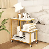 3-layer White edge table with wheels 06370740
