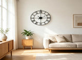 24 Inch Black Wall Clock Roman Numerals Silent Battery Operated 54551019