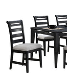 ZUN Modern 2pc Dining Chairs Black Ladder Back Frame Upholstered Cushion Seat Rubberwood Kitchen Dining B011P218339