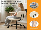 Ergonomic PU Leather Desk Chair, Armless Rolling Chair with Thickened Cushion for Small 77896294