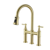 ZUN Pull Down Double Handle Kitchen Faucet 06296080