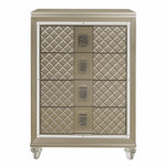 ZUN Glamorous Champagne Finish 1pc Chest of 4 Drawers Acrylic Feet Luxury Bedroom Furniture Beveled B011P172674