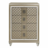 ZUN Glamorous Champagne Finish 1pc Chest of 4 Drawers Acrylic Feet Luxury Bedroom Furniture Beveled B011P172674