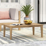 ZUN Acacia Wood Outdoor Coffee Table, Light Brown, 14'' H X 23.5'' W X 39.5'' L 72767.00MLBRN