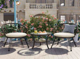 Outdoor Leisure Set, 2 Rattan Single Chairs with A Glass Round Table, Perfectly Suited for N711P256422K