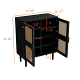 4-Doors Rattan Mesh Storage Cabinet, Sideboard with Eight Storage Spaces, for Entryway, Living Room, W757P198555