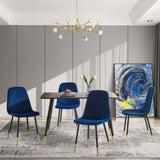 ZUN Blue Velvet Tufted Accent Chairs with Golden Color Metal Legs, Modern Dining Chairs for Living W116464051