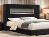 Contemporary Style Black Color 1pc Eastern King Size Bed Upholstered Fabric Bedroom Furniture B2741P439940