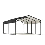 Galvanized Steel Carport, Outdoor Carport Full-Size Metal Carport Kit, 12' X 20' , Charcoal 98666423